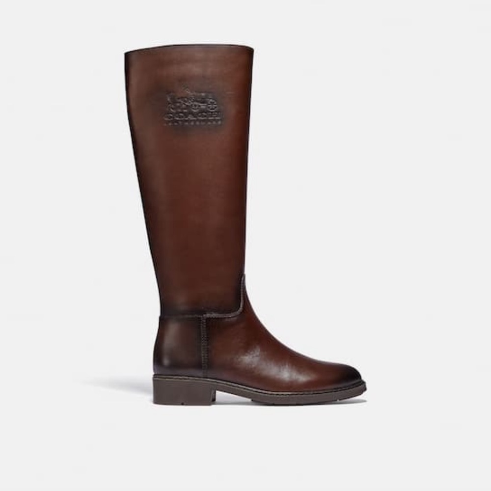 Coach Rilee Long Riding Boot In Walnut Brown New In Box - Picture 2 of 3
